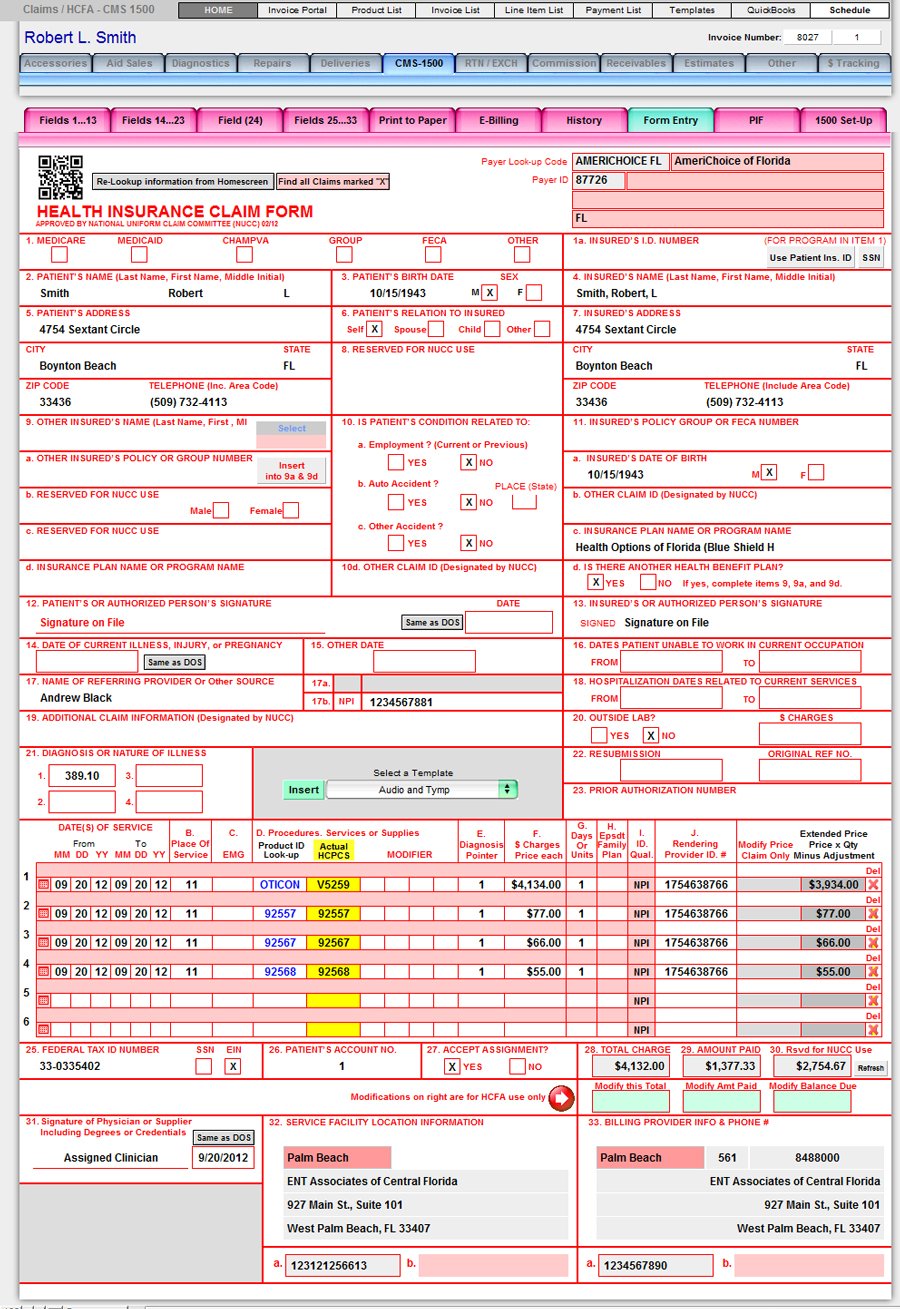 CMS-1500 (PQRS Ready) - Financial and Billing